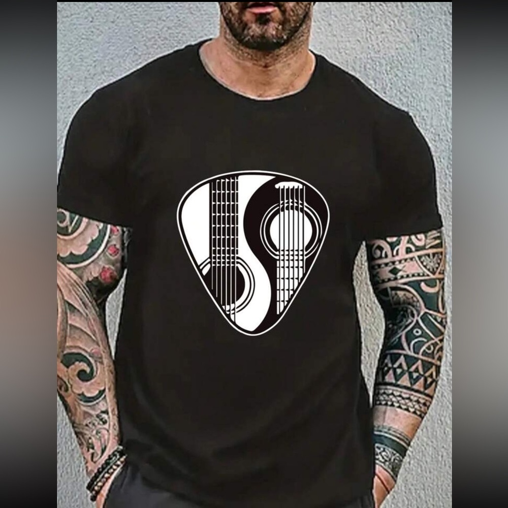 Black and White Guitar Pick T-Shirt